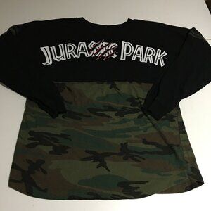 Universal Studios Jurassic Park Black Camo Long Sleeve Spirit Jersey Shirt Small